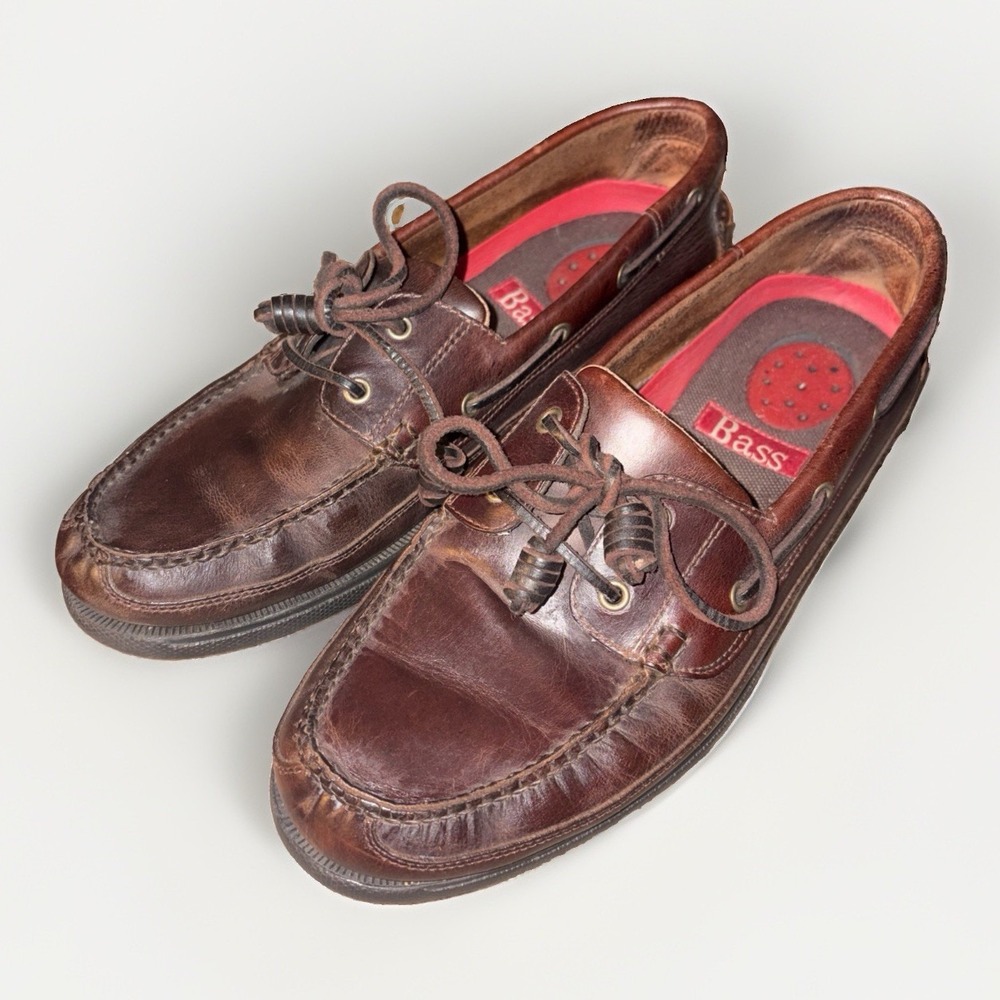 Bass Harry II Men's Size 11 M Shoes Dark Brown Leather Loafers Boat